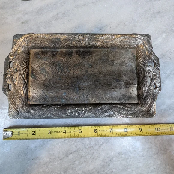 Antique Silver Plated Goblet Set of 6 with Serving Tray from Occupied Japan - Picture 6 of 8